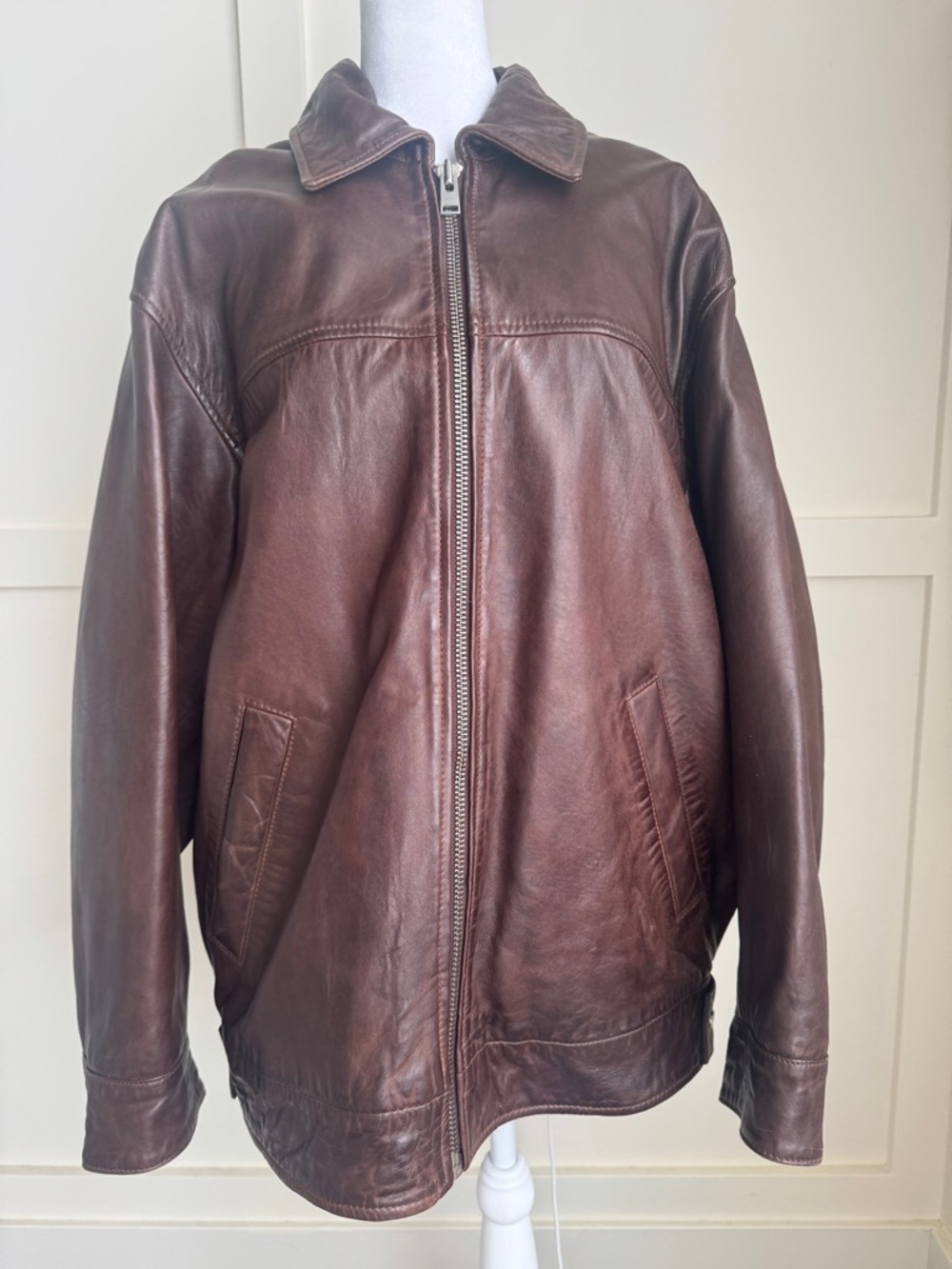 Lamarque Dark Brown Leather Bomber Jacket